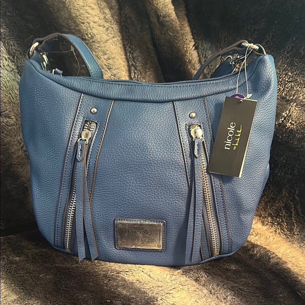 Nicole Miller Elegant Blue Shoulder Bag